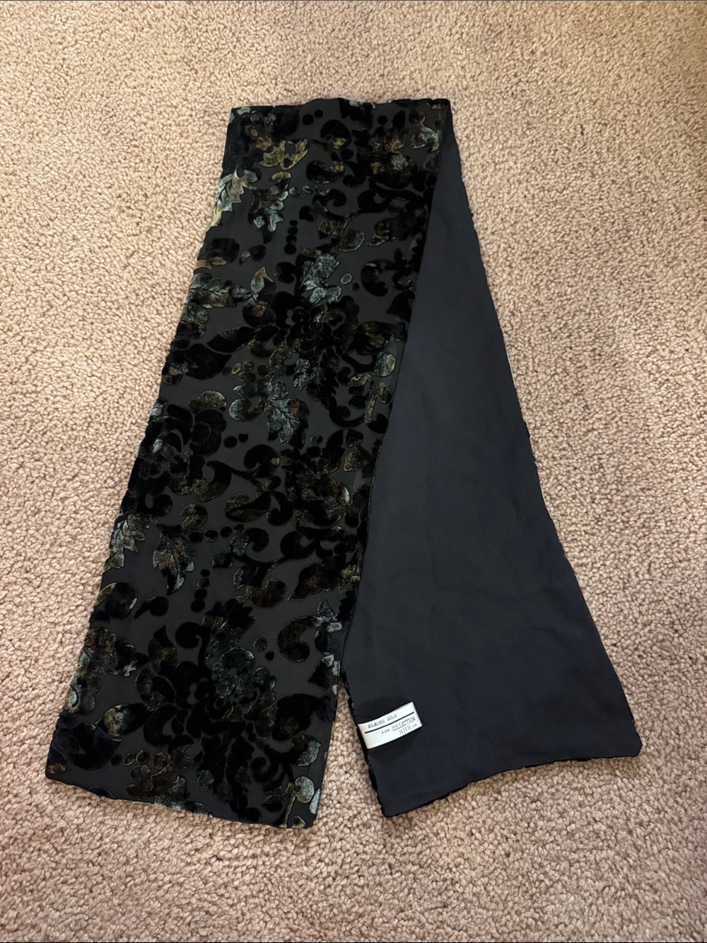 Black Floral Burnout Velvet Scarf